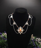 Sonnenstein Halskette ~ Art Nouveau Schmuck mit Naturstein ~ Elbische Kette ~ Jugendstil Fantasy Schmuck ~