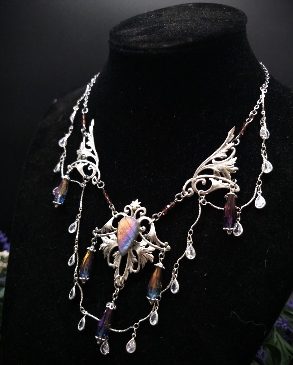 Regenbogen Labradorit Halskette ~ Art Nouveau Fantasy Collier ~ Fantasy Accessoire