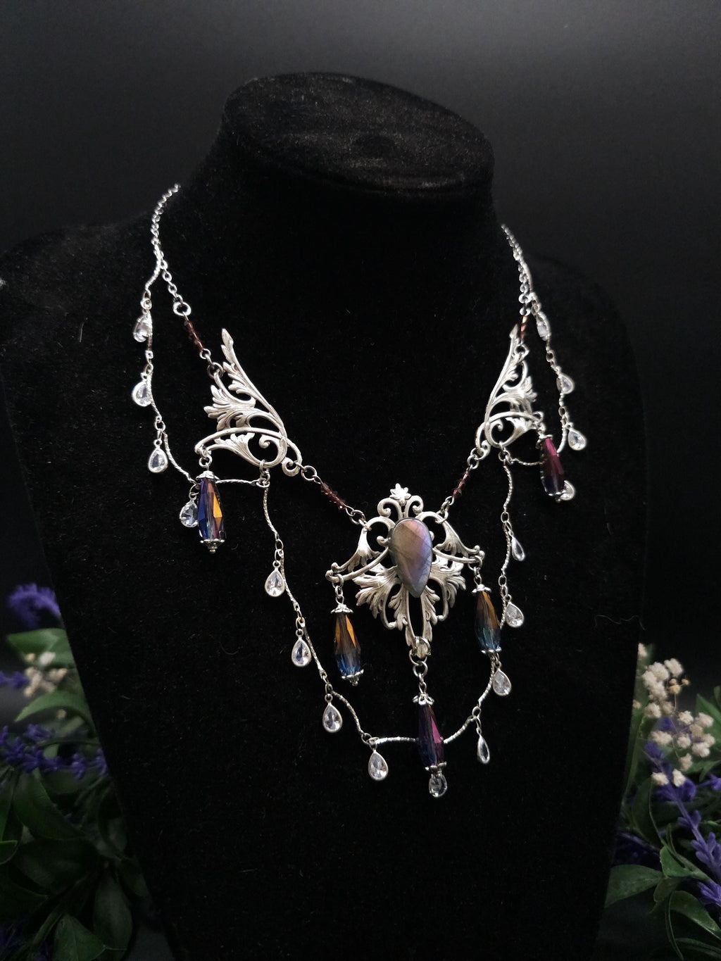 Regenbogen Labradorit Halskette ~ Art Nouveau Fantasy Collier ~ Fantasy Accessoire