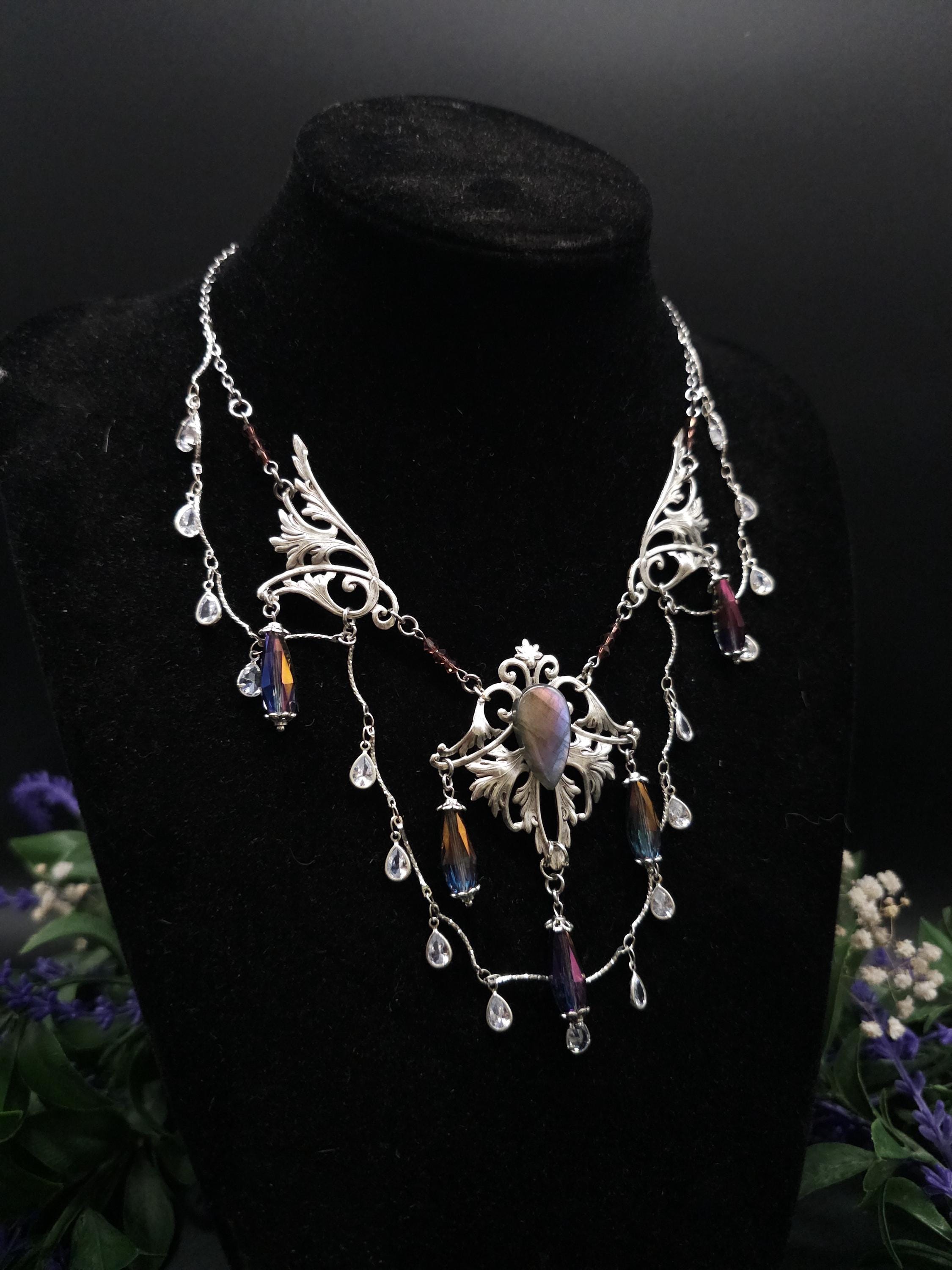 Regenbogen Labradorit Halskette ~ Art Nouveau Fantasy Collier ~ Fantasy Accessoire