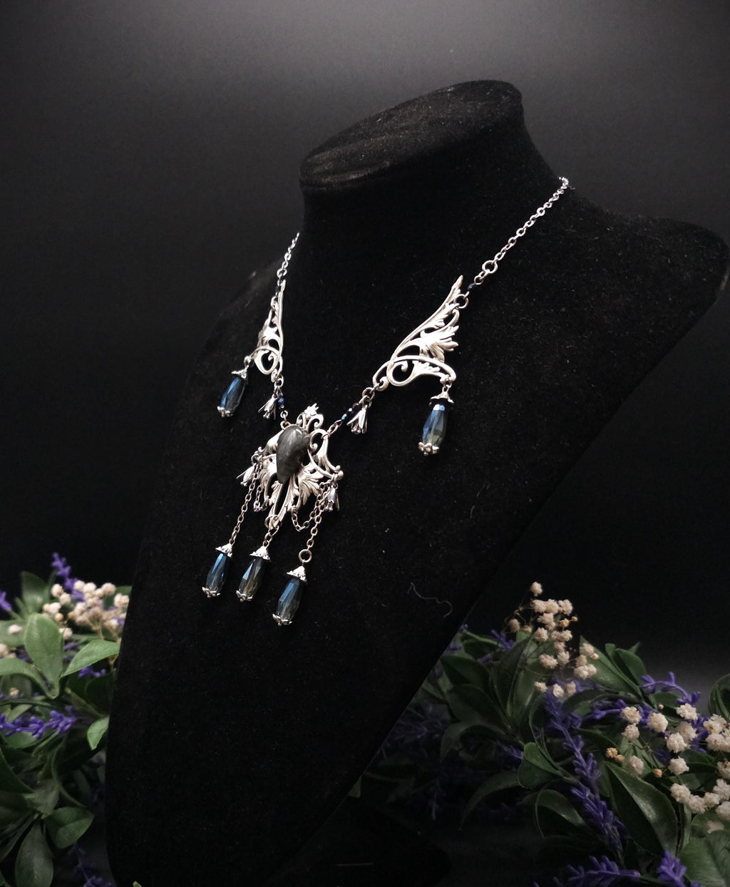 Dunkelblauer Labradorit Halskette ~ Art Nouveau Fantasy Schmuck ~ Hochzeitsschmuck