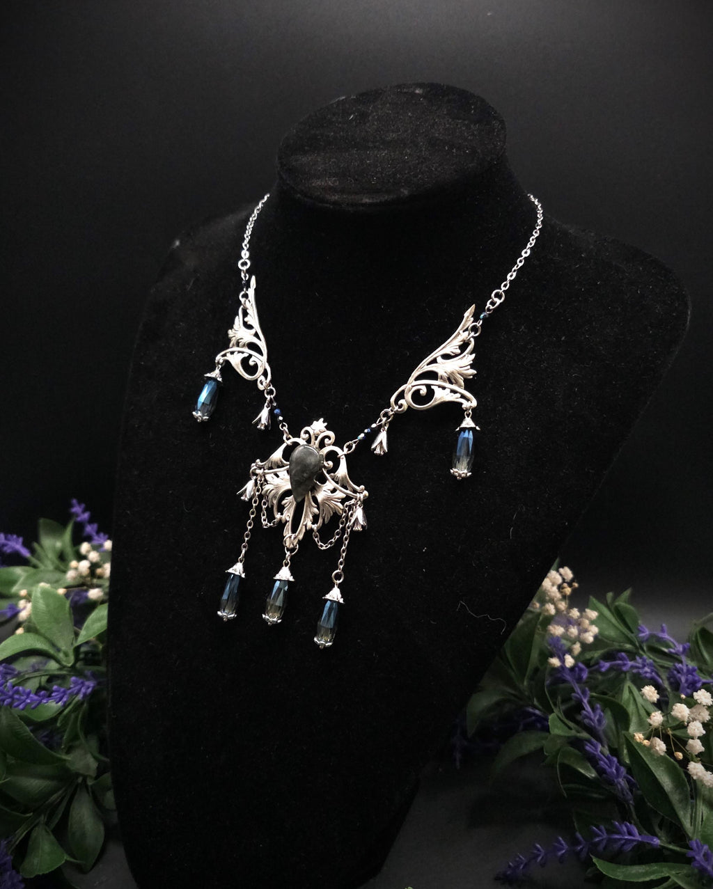 Dunkelblauer Labradorit Halskette ~ Art Nouveau Fantasy Schmuck ~ Hochzeitsschmuck