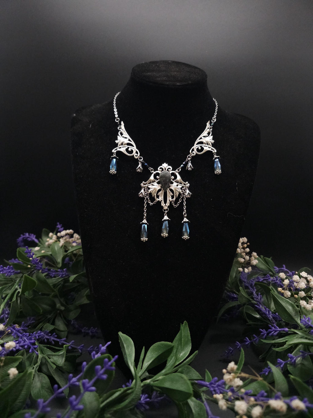 Dunkelblauer Labradorit Halskette ~ Art Nouveau Fantasy Schmuck ~ Hochzeitsschmuck