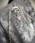 Labradorit Broschenkette ~ Fantasy Ausschnittschmuck mit Sternen ~ Cape Chain ~ Celestial Jewelry