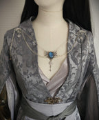 Labradorit Broschenkette ~ Fantasy Ausschnittschmuck mit Sternen ~ Cape Chain ~ Celestial Jewelry