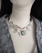 Mond Halsreif mit grünem Labradorit ~ Celestial Gothic Fantasy Schmuck