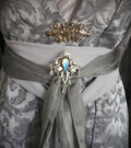 Labradorit Zierde Brosche ~ Silberne Fantasy Brosche mit blau goldenem Naturstein
