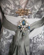 Labradorit Brosche Silber ~ Fantasy Gürtelbrosche mit Glasperlen ~ Art Nouveau Schmuck ~ Elbischer Schmuck ~