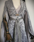 Labradorit Brosche Silber ~ Fantasy Gürtelbrosche mit Glasperlen ~ Art Nouveau Schmuck ~ Elbischer Schmuck ~