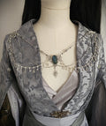 Labradorit Brosche ~ Ausschnittschmuck Silber ~ Elfischer Fantasy Schmuck ~ Schulterkette