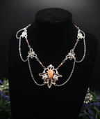 Sonnenstein Halskette ~ Art Nouveau Schmuck mit Naturstein ~ Elbische Kette ~ Jugendstil Fantasy Schmuck ~
