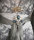 Labradorit Brosche Silber ~ Fantasy Gürtelbrosche mit Glasperlen ~ Art Nouveau Schmuck ~ Elbischer Schmuck ~