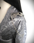 Broschen Paar mit Blaufluss Cabochon ~ Kostüm Accessoire ~Pin Brosche Schalnadel ~ Hochzeits-Schmuck