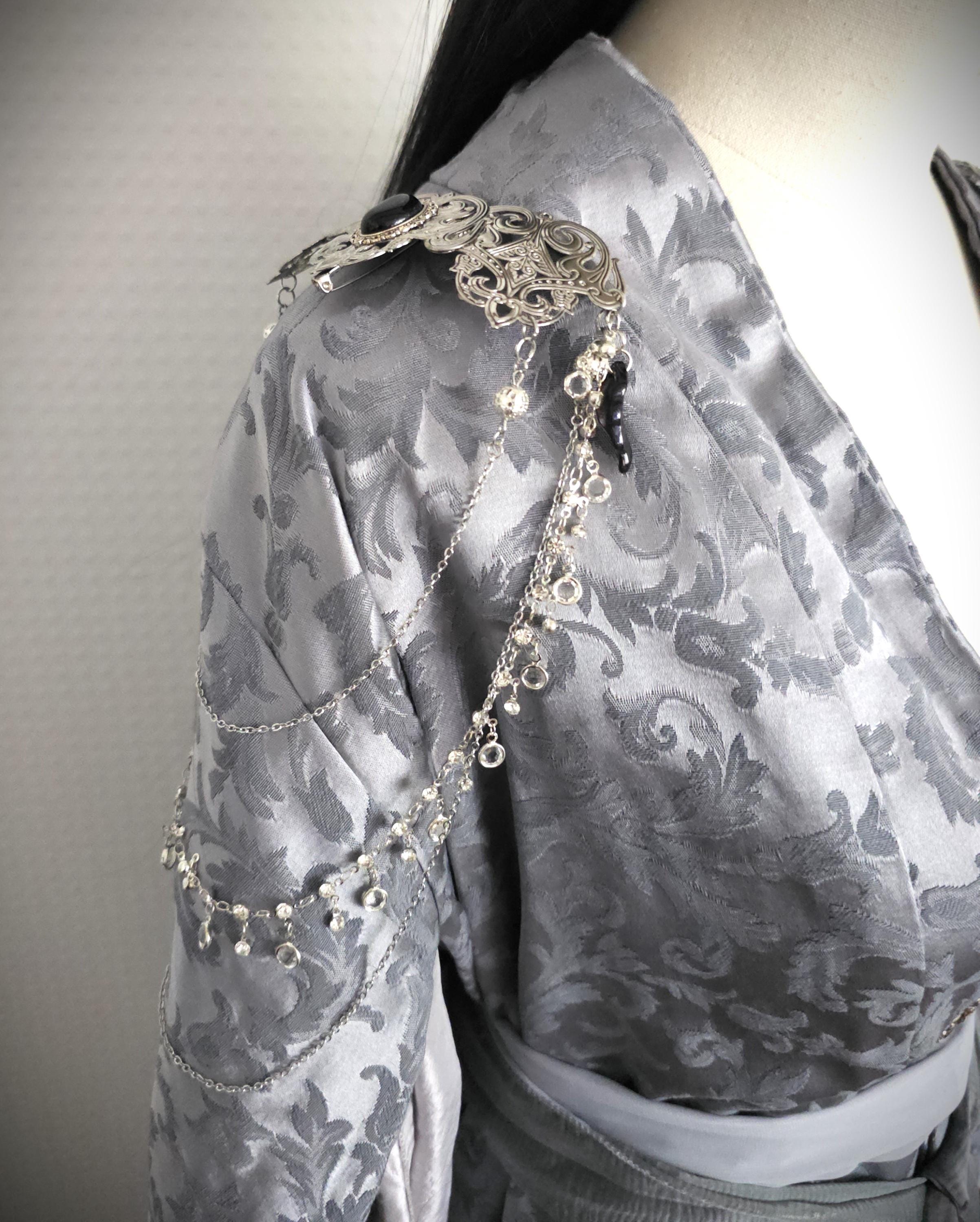 Broschen Paar mit Blaufluss Cabochon ~ Kostüm Accessoire ~Pin Brosche Schalnadel ~ Hochzeits-Schmuck