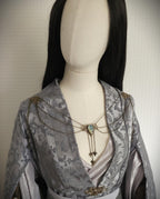 Labradorit Broschenkette ~ Fantasy Ausschnittschmuck mit Blättern ~ Cape Chain ~ Bronze Chain
