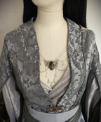 Labradorit Broschenkette ~ Fantasy Ausschnittschmuck mit Kristallketten~ Cape Chain ~