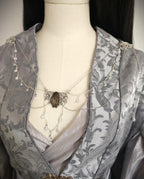 Labradorit Broschenkette ~ Fantasy Ausschnittschmuck mit Kristallketten~ Cape Chain ~