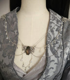 Labradorit Broschenkette ~ Fantasy Ausschnittschmuck mit Kristallketten~ Cape Chain ~