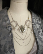 Labradorit Halskette mit Monden & Sternen – Celestial Witchy Fantasy Schmuck