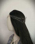 Elfen Diadem ~ versilberte Draht Tiara ~ Art Nouveau Mottendesign ~ Kopfschmuck ~ Hochzeit