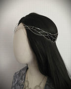 Elfen Diadem ~ versilberte Draht Tiara ~ Art Nouveau Mottendesign ~ Kopfschmuck ~ Hochzeit