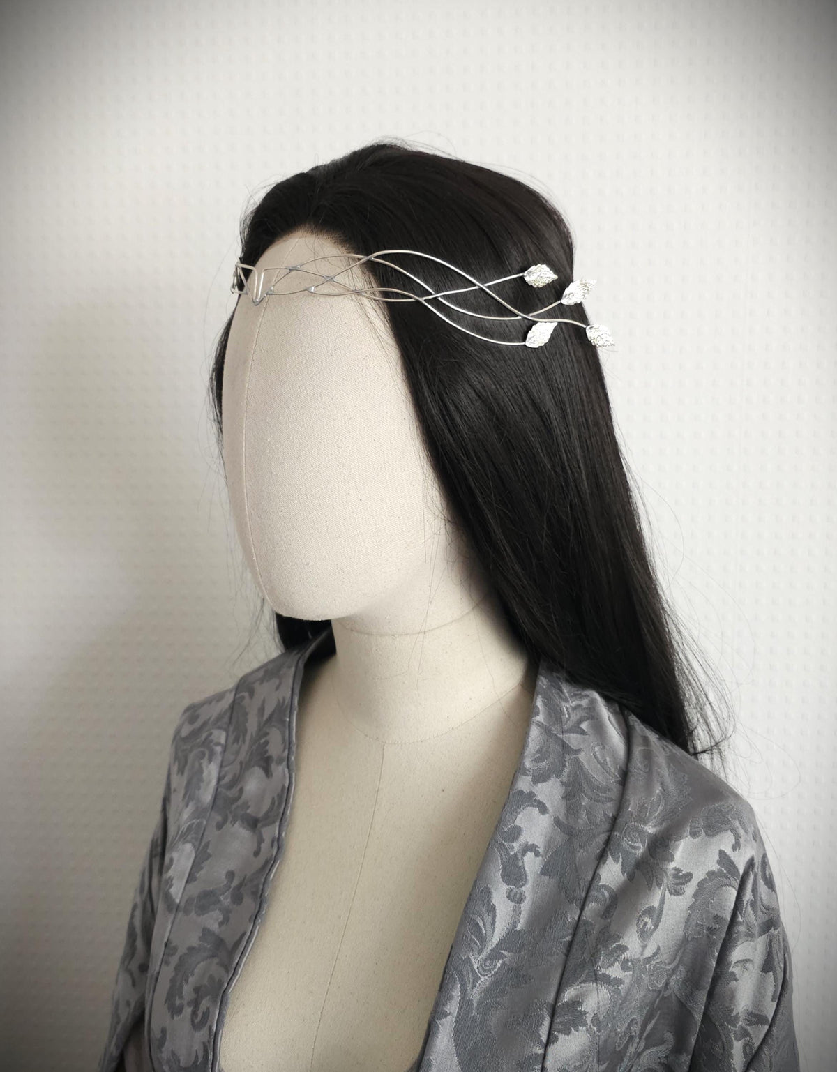 Elfen Diadem mit Blättern ~ versilberte Tiara ~ größenverstellbar ~ Fantasy Hochzeit ~Brautschmuck