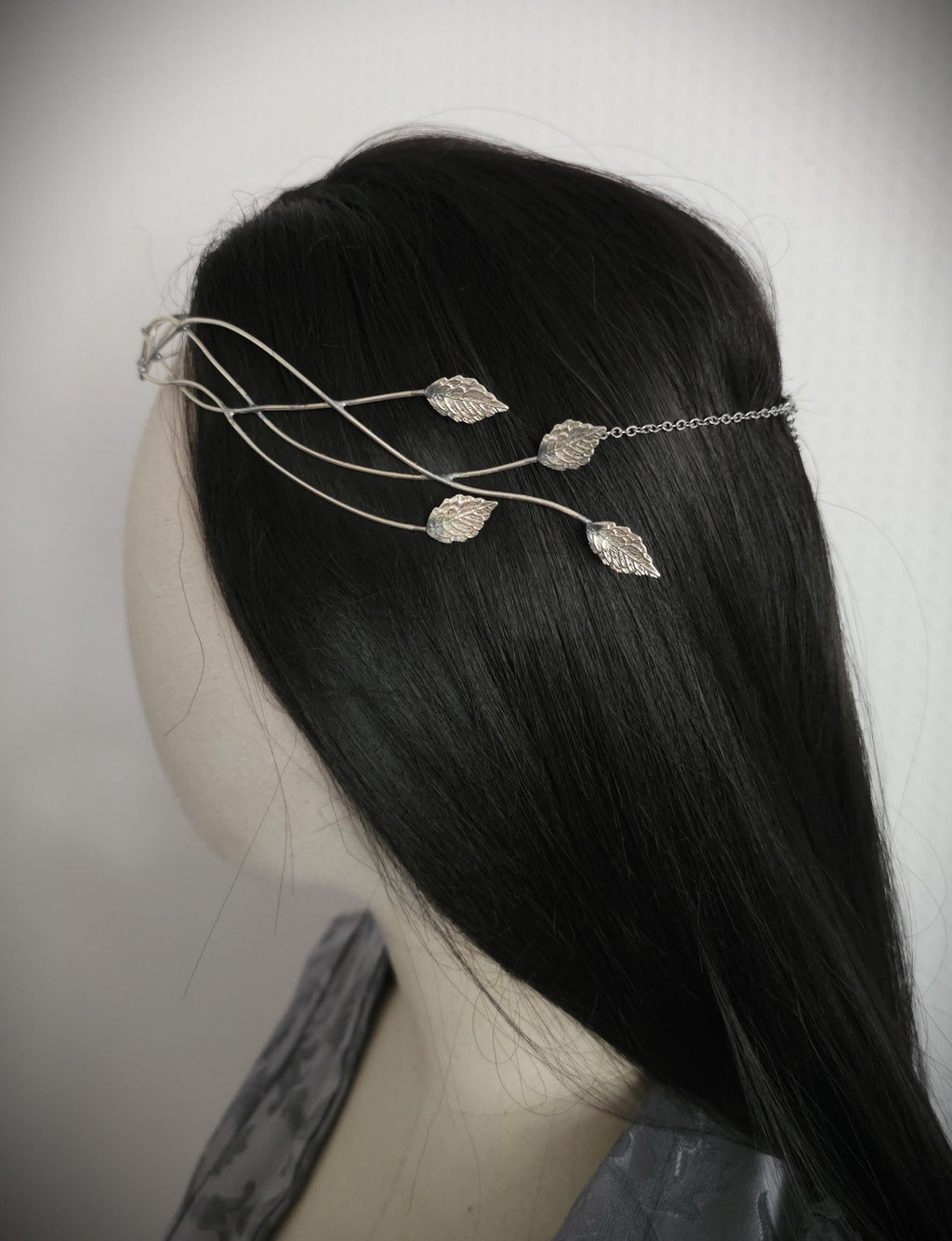 Elfen Diadem mit Blättern ~ versilberte Tiara ~ größenverstellbar ~ Fantasy Hochzeit ~Brautschmuck