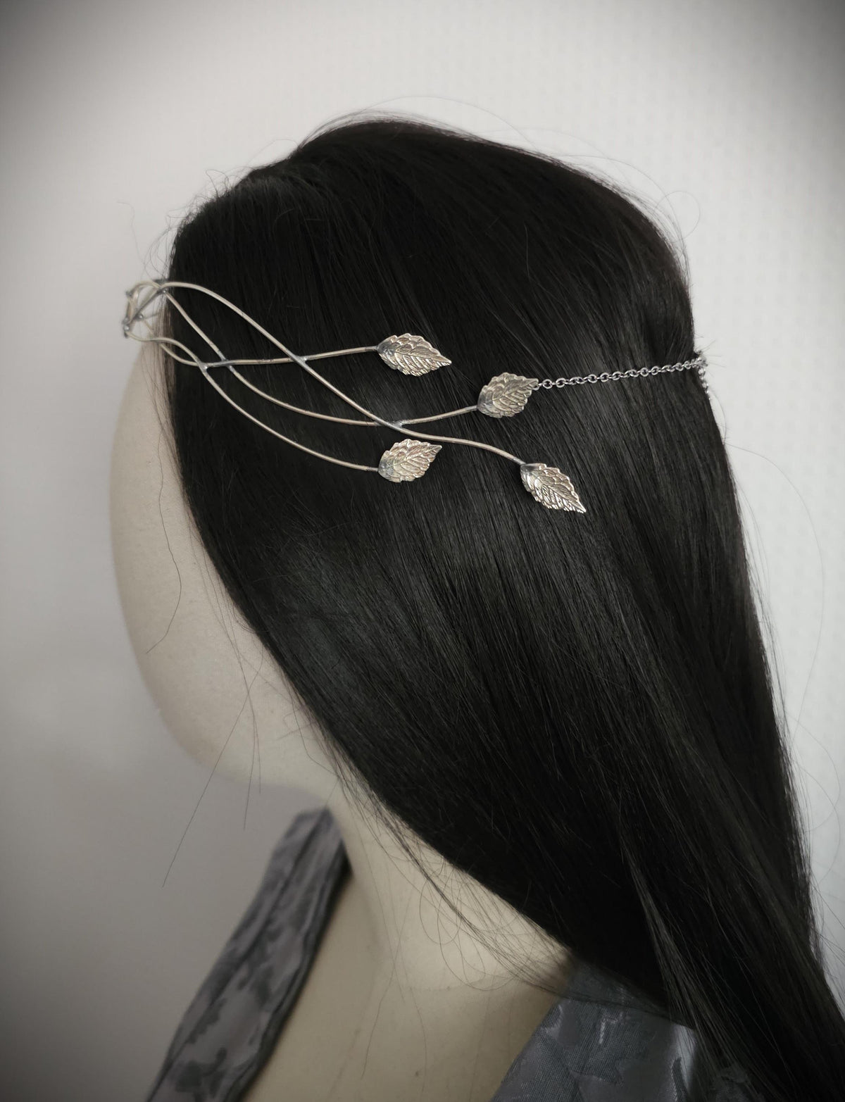 Elfen Diadem mit Blättern ~ versilberte Tiara ~ größenverstellbar ~ Fantasy Hochzeit ~Brautschmuck