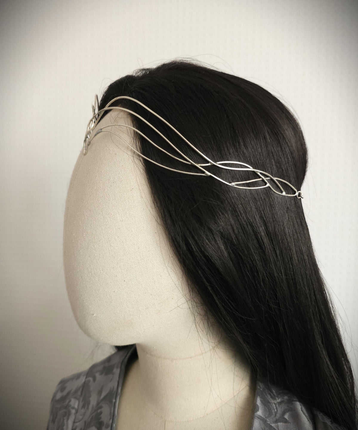 Braut Diadem ~ Größenverstellbarer Stirnschmuck ~ Versilberte Tiara ~ Elfen Krone