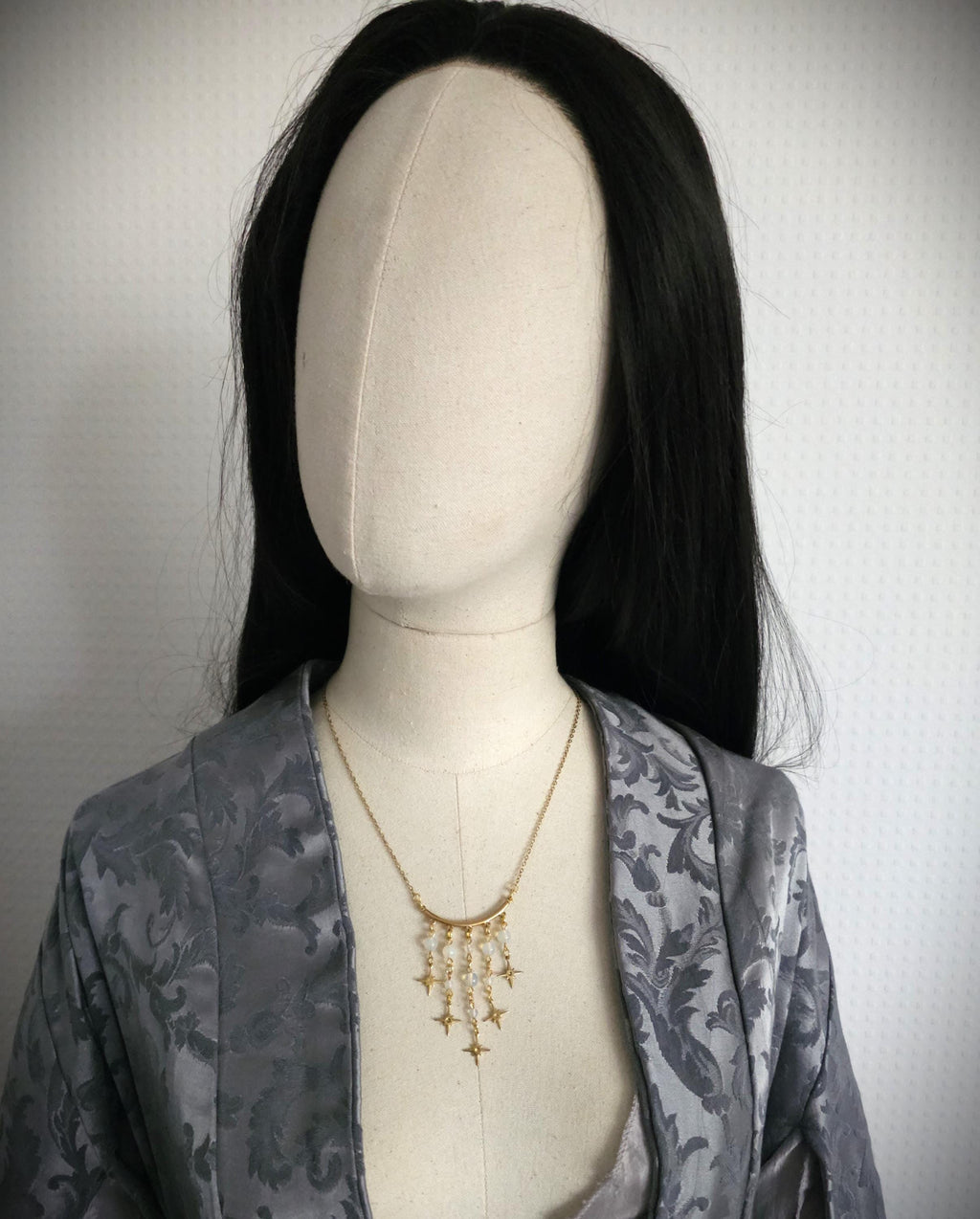 Goldene Stern Halskette ~ Opalith Perlen Choker ~Celestial Schmuck ~Größenverstellbar