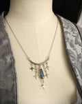 Edelstahl Halskette mit blaugrauer Glasperle ~ Stern Choker ~ Celestial Schmuck ~ Fantasy Accessoire ~ Sternenschmuck