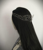 Elfen Diadem ~ versilberte Draht Tiara ~ Art Nouveau Mottendesign ~ Kopfschmuck ~ Hochzeit