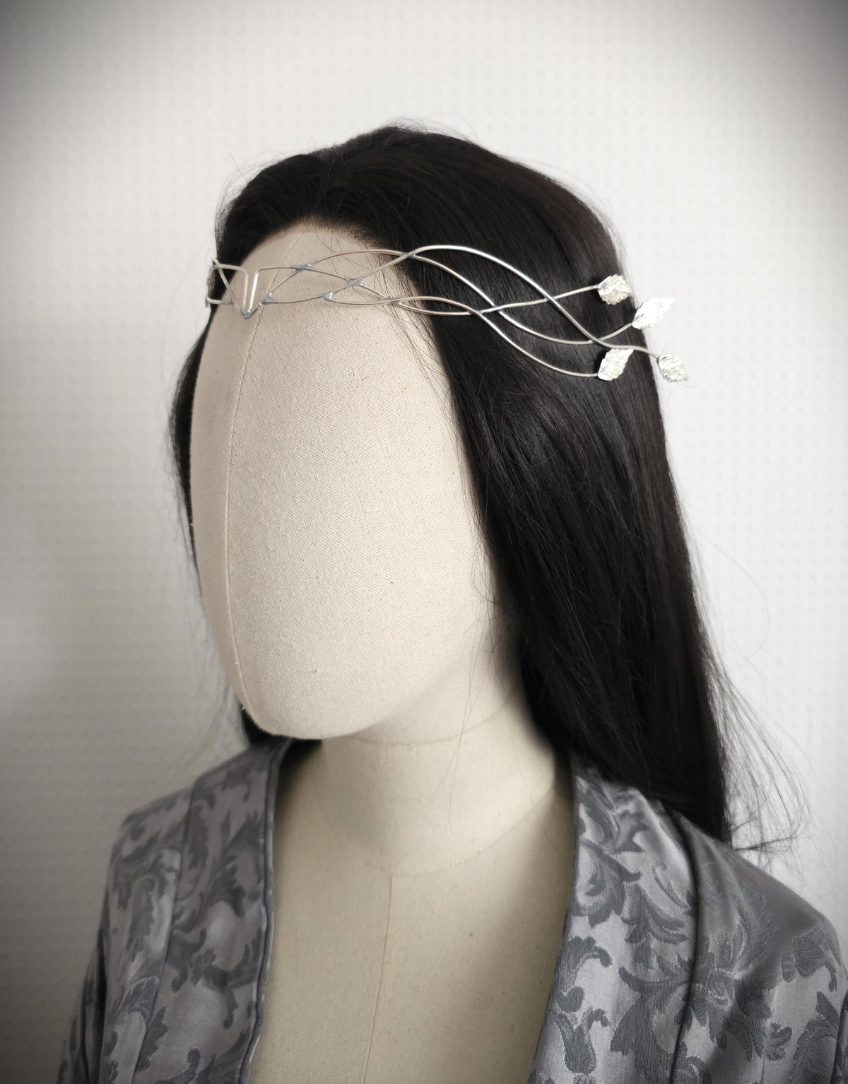 Elfen Diadem mit Blättern ~ versilberte Tiara ~ größenverstellbar ~ Fantasy Hochzeit ~Brautschmuck