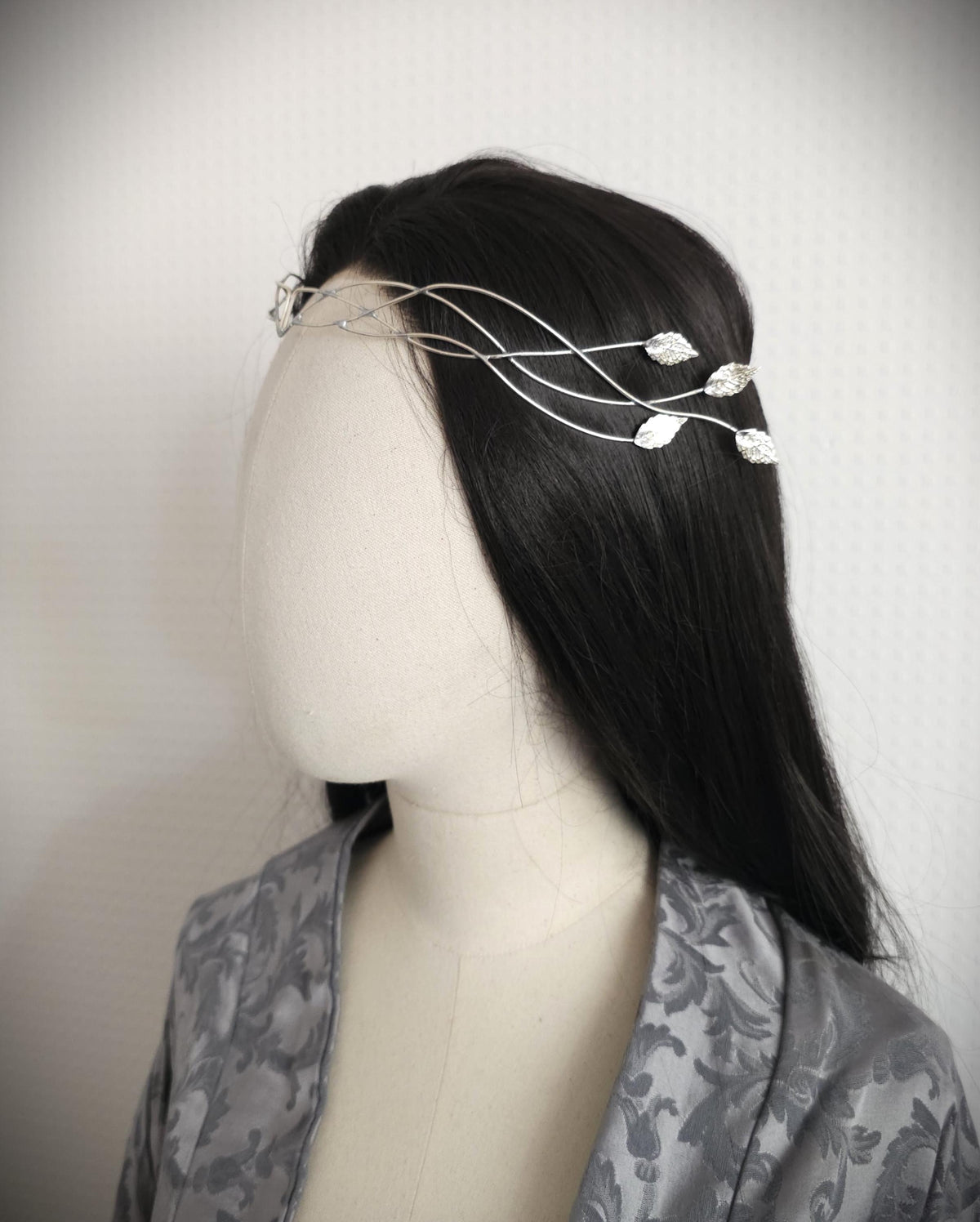Elfen Diadem mit Blättern ~ versilberte Tiara ~ größenverstellbar ~ Fantasy Hochzeit ~Brautschmuck