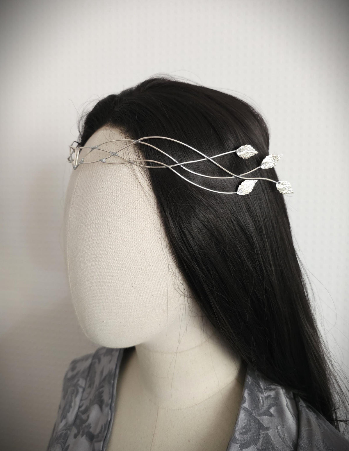 Elfen Diadem mit Blättern ~ versilberte Tiara ~ größenverstellbar ~ Fantasy Hochzeit ~Brautschmuck