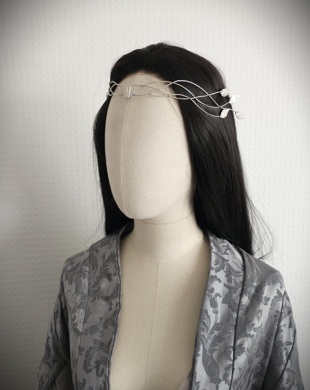 Elfen Diadem mit Blättern ~ versilberte Tiara ~ größenverstellbar ~ Fantasy Hochzeit ~Brautschmuck
