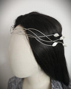 Elfen Diadem mit Blättern ~ versilberte Tiara ~ größenverstellbar ~ Fantasy Hochzeit ~Brautschmuck