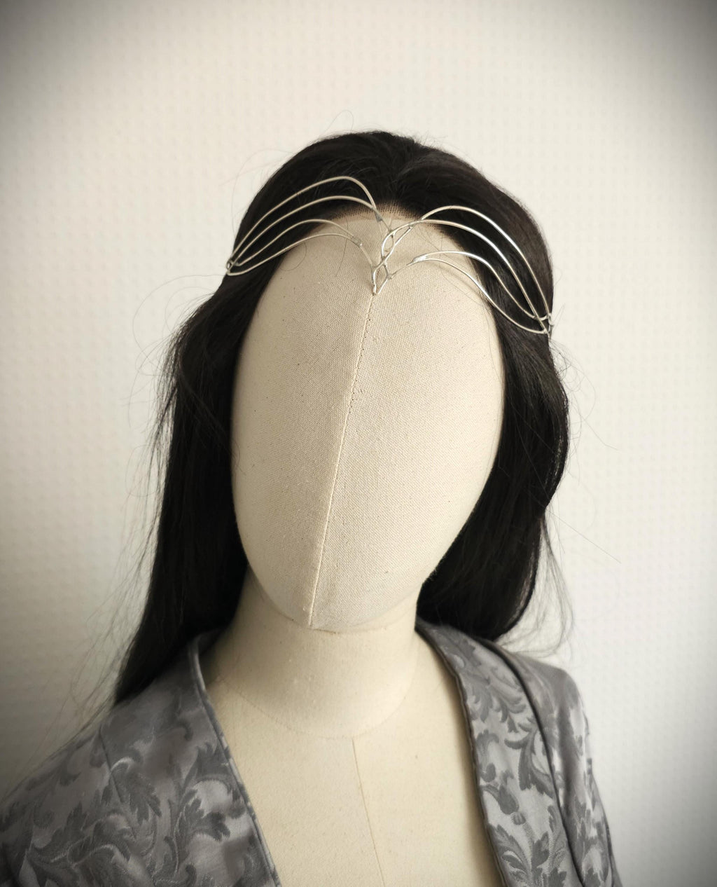 Braut Diadem ~ Größenverstellbarer Stirnschmuck ~ Versilberte Tiara ~ Elfen Krone