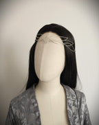 Fantasy Diadem ~ Filigraner Stirnschmuck aus versilbertem Draht ~ Elfen Tiara ~ Braut Headpiece – Hochzeitsschmuck
