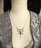 Edelstahl Halskette mit blaugrauer Glasperle ~ Stern Choker ~ Celestial Schmuck ~ Fantasy Accessoire ~ Sternenschmuck