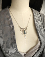 Edelstahl Halskette mit blaugrauer Glasperle ~ Stern Choker ~ Celestial Schmuck ~ Fantasy Accessoire ~ Sternenschmuck