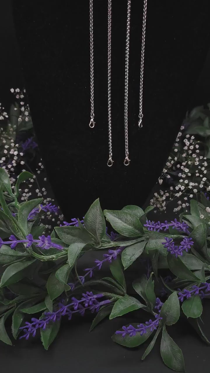 Art Nouveau Labradorite Chatelaine: Rhodium Rock Clip, Costume Accessory