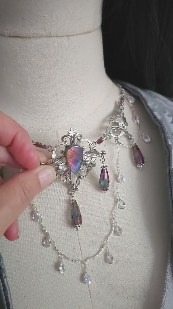 Regenbogen Labradorit Halskette ~ Art Nouveau Fantasy Collier ~ Fantasy Accessoire