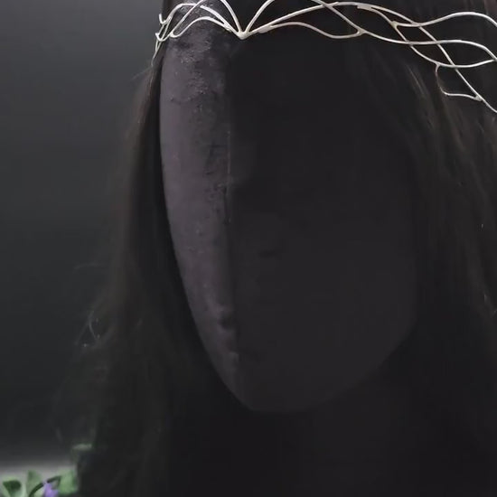Versilbertes Elfen-Diadem "Ereyah" ~ Draht Tiara im Art Nouveau Design ~ Größenverstellbar ~ Accessoire für LARP, Cosplay und Hochzeiten