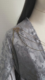 Labradorit Broschenkette ~ Fantasy Ausschnittschmuck mit Blättern ~ Cape Chain ~ Bronze Chain
