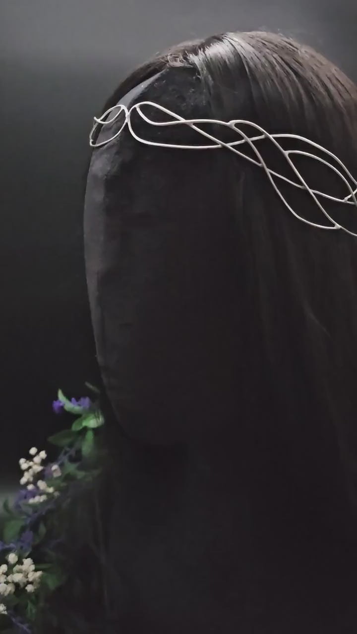 Versilbertes Elfen-Diadem "Nanvé" ~ Draht Tiara im Art Nouveau Design ~ Größenverstellbar ~ Accessoire für LARP, Cosplay und Hochzeiten