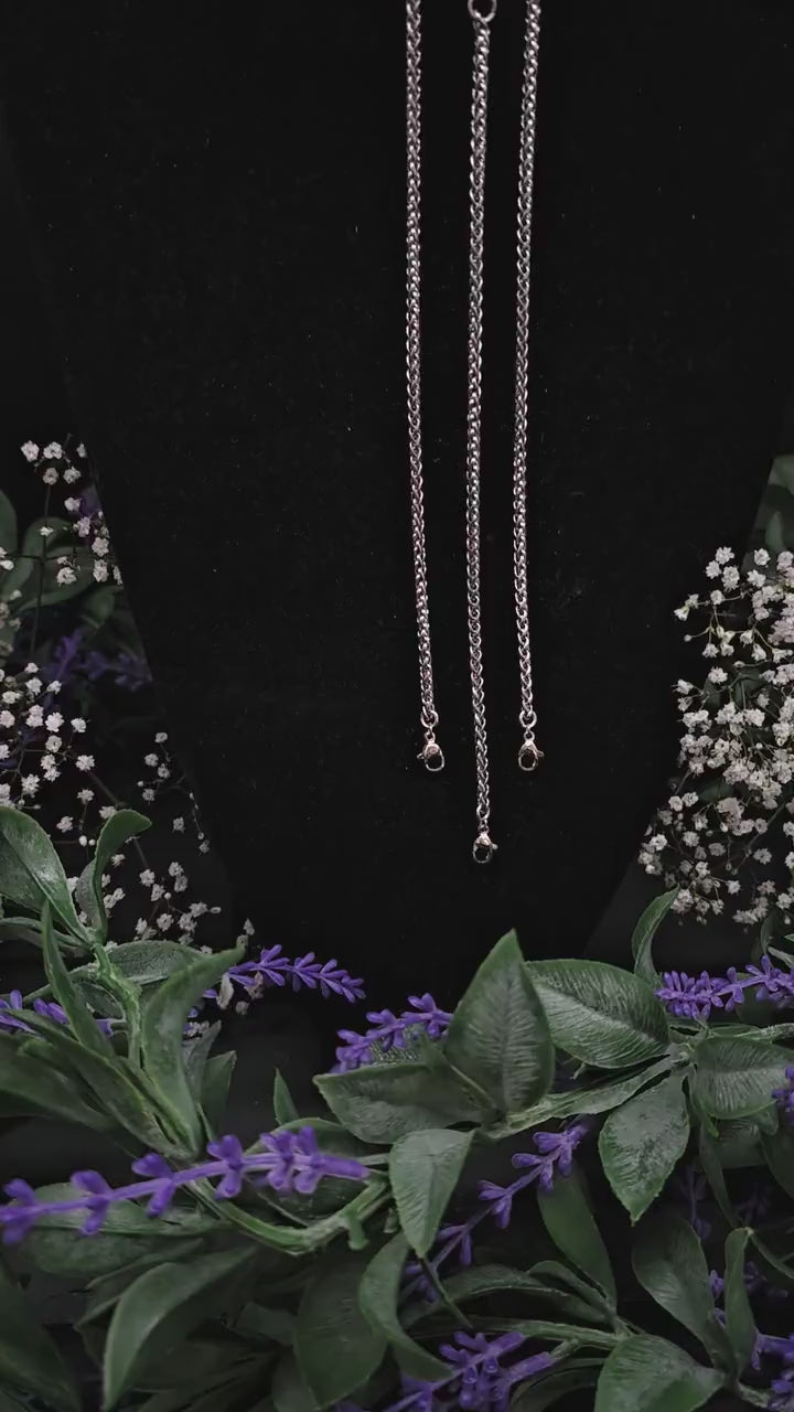 Art Nouveau Labradorite Châtelaine Clip: Rhodium-Plated Costume Accessory