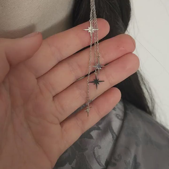 Stern-Hängeohrringe,  Fantasy Ohrringe, Farbauswahl, gold und silberne Sterne