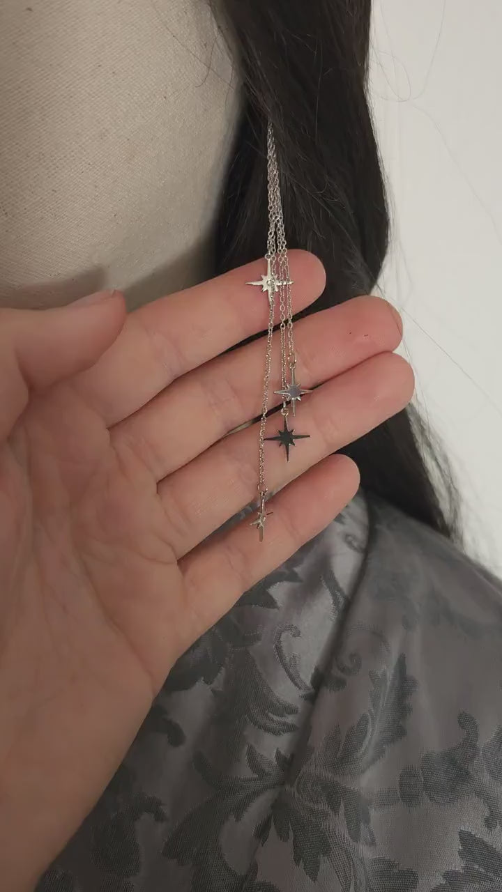 Stern-Hängeohrringe,  Fantasy Ohrringe, Farbauswahl, gold und silberne Sterne