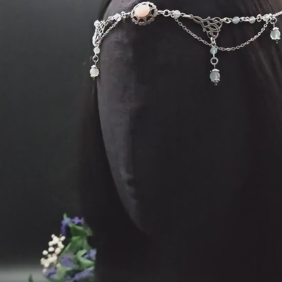 2-in-1 Headpiece & Collier ~ Opalith Cabochon ~ Witchy Elven Accessoire ~ Fantasy Haarschmuck~ Größenverstellbar